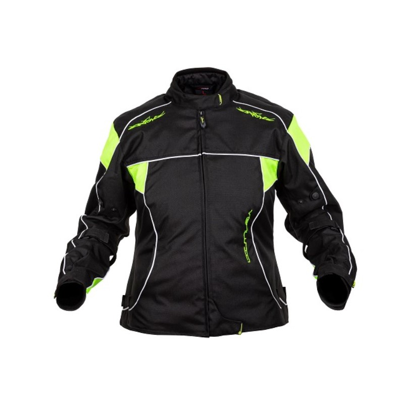 Giacca moto donna Venusia Lady in tessuto tecnico nero e giallo fluo  art:VENUSIA LADY A-PRO