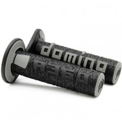 Manopole moto serie A360 Domino nero e grigio Ø 22/26 mm universale per moto off road...