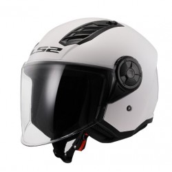 Casco moto jet OF616 Aiflow II bianco con visiera lunga omologato ECE 22-06 per moto e scooter...
