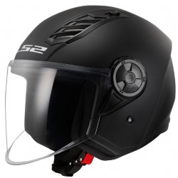 Casco moto jet OF616 Aiflow II Solid nero opaco con visiera lunga omologato ECE 22-06 per moto e...