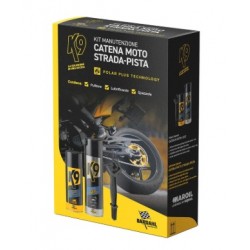 Kit manutenzione K9 pulitore lubrificante e spazzola professionale per Catena Moto Strada -Pista...