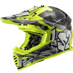 LS2 MX437 Fast Evo II Mini Crusher Black Yellow– Casco Off-Road Bambini ECE 22.06 art:MX437FAST...