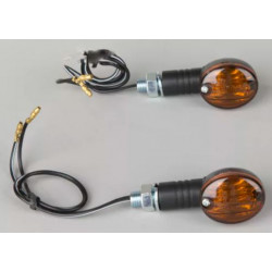 Coppia frecce a lampada nere omologate con lente arancio fumè per moto art: 203-640 SHIN YO