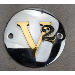 Coperchio quadro accensione per Harley Davidson cromato con stemma a rilievo V2 oro art: COPACC01...