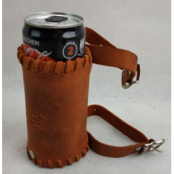 Porta lattina in cuoio colore naturale da forcella moto custom art: 525CUOIO FEBO COLLECTION