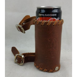 Porta lattina in cuoio marrone da forcella moto custom art: 525MARRONE FEBO COLLECTION