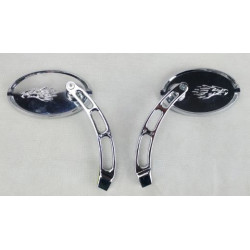 Specchietti retrovisori universali per moto custom cromato con aquila art: 1605-1606 FAR
