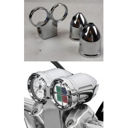 Portatachimetro cromato per moto custom a manubrio doppio art: 67-351 HighWay Hawk