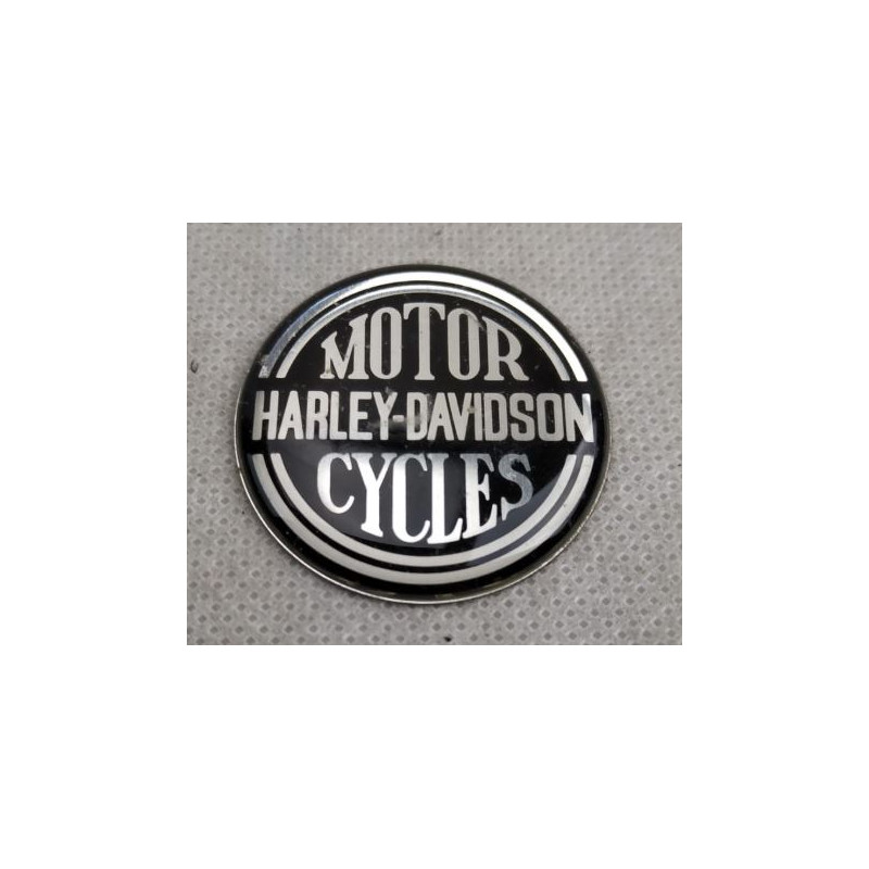 Fregio adesivo rotondo vetrificato nero e argento con scritta Harley  Davidson 36 mm art: 95-140 W&W