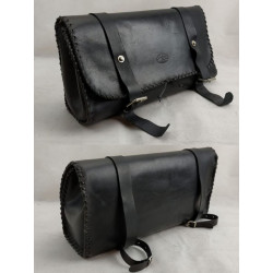 Borsa a bauletto in cuoio nero per moto custom modello Stoke 20 litri art: 411 FEBO COLLECTION