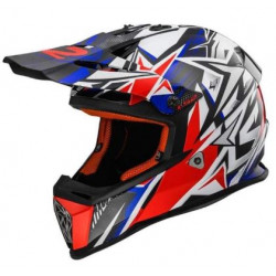 Casco motocross bianco rosso e blu per bambini art: MX437 FAST MINI STRONG LS2