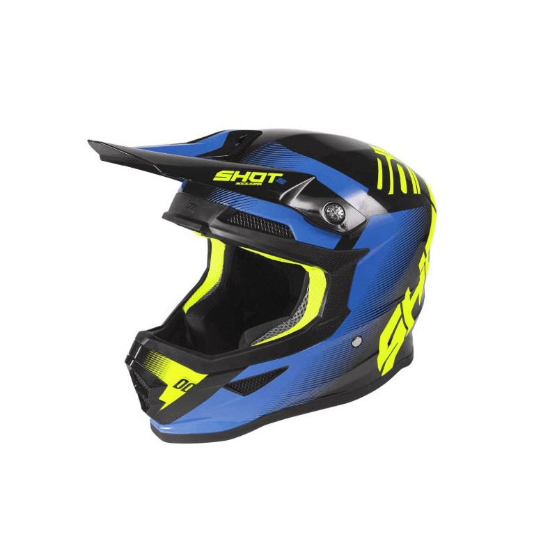 Casco motocross da bambino blu e giallo fluo art: KIDTRUSTBBGF SHOT