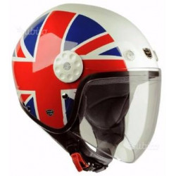 Casco moto demi-jet bianco in fibra con bandiera inglese art: GORDON 010101 PROJECT