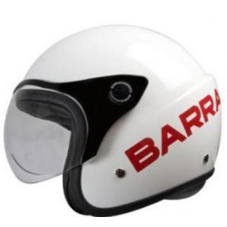 Casco moto demi-jet bianco in fibra con scritta barracuda rossa art: HELM FIBRA BARRACUDA