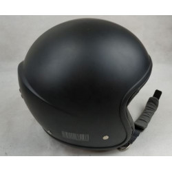 Casco moto demi-jet nero opaco in fibra con scritta barracuda art: HELM FIBRA NERO BARRACUDA