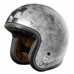 Casco moto jet argento spazzolato nero con banda a scacchi art: PRIMO SCACCO SILVER ORIGINE