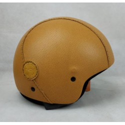 Casco moto jet beige cammello in pelle traforata art: SPEED CAMM TRAF FEBO