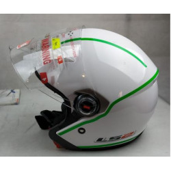 Casco moto jet bianco con visiera lunga e grafiche monster energy art:MONSTER010101 LS2