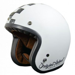 Casco moto jet bianco opaco con banda a scacchi art: PRIMO SCACCOBW  ORIGINE