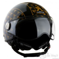 Casco moto jet nero con grafica A-STYLE art: A-STYLE010101