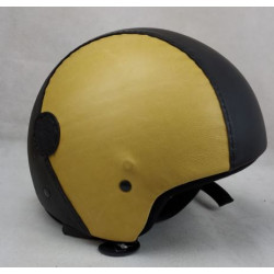 Casco moto jet nero e giallo in pelle art: SPEED NERO GIALLO FEBO