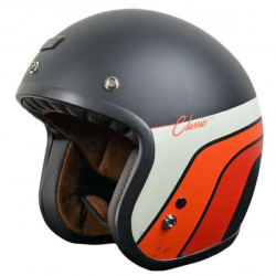 Casco moto jet nero opaco con strisce colorate art: PRIMOCLASSICBLACK ORIGINE