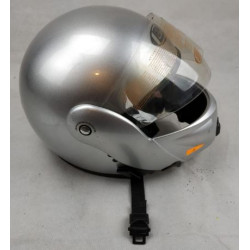 Casco moto modulare in policarbonato nel colore argento metallizzato del marchio Lem