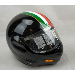 Casco moto modulare in policarbonato nel colore nero metallizzato con bandiera italiana del...
