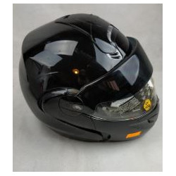 Casco moto modulare in policarbonato nel colore nero metallizzato del marchio Nolan