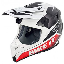 Casco motocross bianco rosso e nero con grafica Bike It art: HD210 ROSSO STEALTH