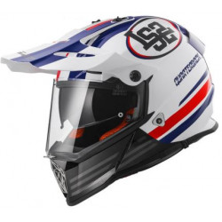 Casco motocross bianco, rosso e blu con visiera art: MX436 PIONEER QUARTERBACK LS2