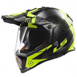 Casco motocross nero e giallo fluo con visiera e occhiali integrati art:MX436 PIONEER TRIGGER LS2
