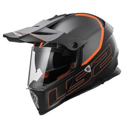 Casco motocross titanio nero opaco e grafica arancio HV con visiera e occhiali integrati art:...