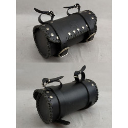 Borsa a rullo in cuoio nero per moto custom modello Canterbury 4 litri art: 401 FEBO COLLECTION