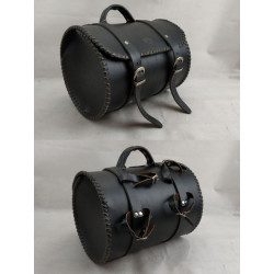 Borsa a rullo in cuoio nero per moto custom modello Mini Belfast 28 litri art: 422 FEBO COLLECTION