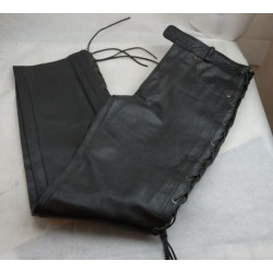 Pantaloni in pelle neri con intrecci da moto da uomo art: PANTPELLE04 INVENTIONS