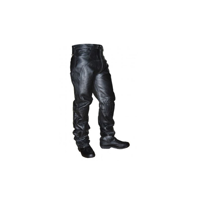 Pantaloni in pelle neri da moto con protezioni morbide da uomo art: 621  FEBO COLLECTION