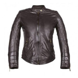 Giacca in pelle marrone da moto con protezioni da donna art: 20140075 HELSTONS