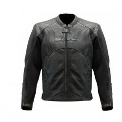 Giacca in pelle nera da moto con protezioni da uomo art: VESTPERF S-LINE