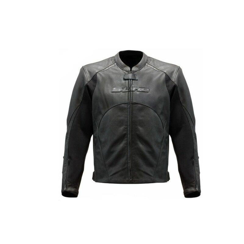 Giacca in pelle nera da moto con protezioni da uomo art: VESTPERF S-LINE