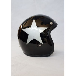 Casco moto jet nero lucido con stella argento in fibra art: WW9255  BANDIT