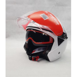 Casco moto jet bianco lucido con occhiale interno integrato e visiera art:OFF573 TWISTER II...