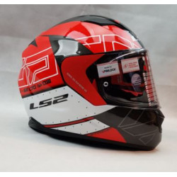 Casco integrale doppia visiera con grafica rosso nero bianco per moto e scooter Art:CASCO STREAM...