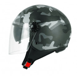 Casco jet mimetico verde a doppio schermo, per Moto e Scooter Art :JET S706 ICE COMO SIFAM