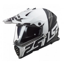 Casco motocross bianco grigio nero con visiera e occhiali integrati art:MX436 PIONEER EVO EVOLVE LS2