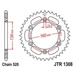 Corona 45 denti passo 520 per moto Honda CBR 600 Art:7278906 JT