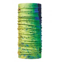 Scaldacollo buff in microfibra con fantasia blu e verde su base gialla art: 1193459011000 BUFF...