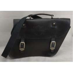 Borsa a tracolla in cuoio nero per moto custom art: BORSA02 HARLEY DAVIDSON