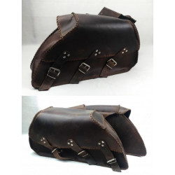 Borse laterali in cuoio marrone per moto custom modello Montgomery 64 litri art: 330MARR FEBO...