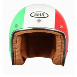 Casco Jet verde /bianco/rosso 3 bottoni  omologato stile custom art:BHR711 ITALIA